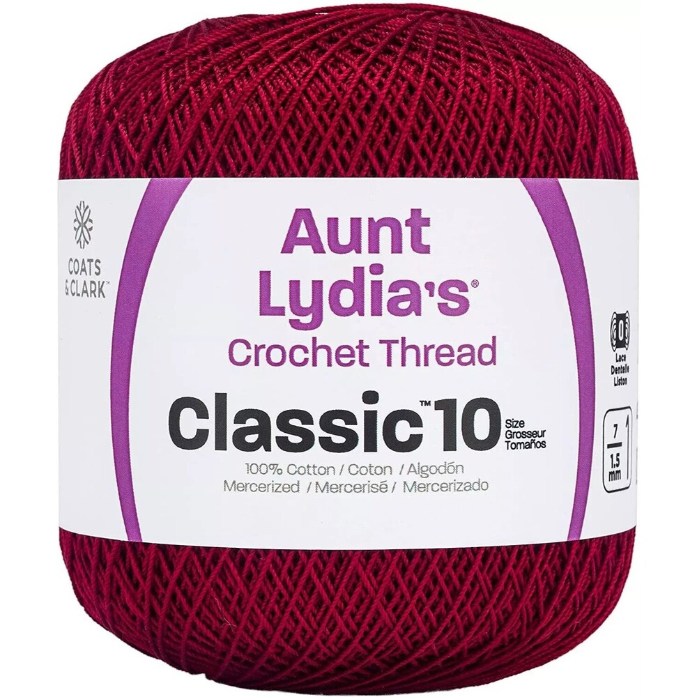 Aunt Lydia's ~ Crochet Thread ~ Classic Size 10 ~ 350 Yards - Cardinal